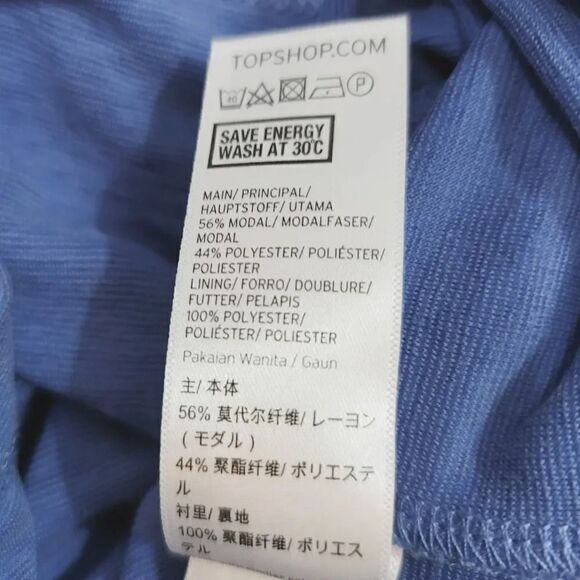 Topshop Cutout Side Micro Ribbed Midi Slipdress in Periwinkle Blue Size 2 - Picture 9 of 10